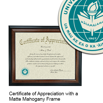 Honolulu Community College Certificate with Frame