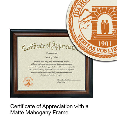 Idaho State University Certificate with Frame