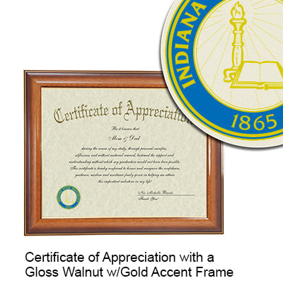Indiana State University Certificate with Frame
