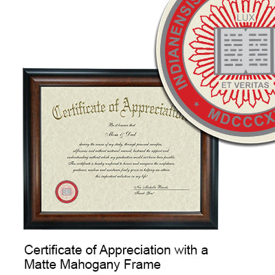 Indiana University School of Law - Indianapolis Certificate with Frame