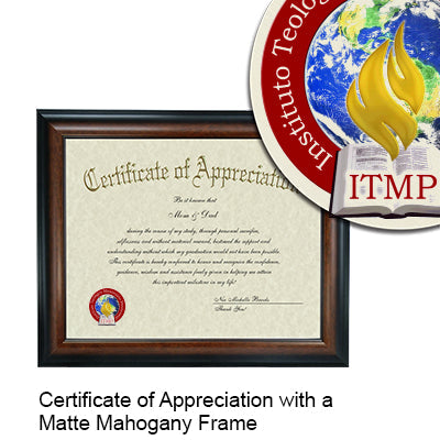 Instituto Teológico Missionário Pentecostal Certificate with Frame
