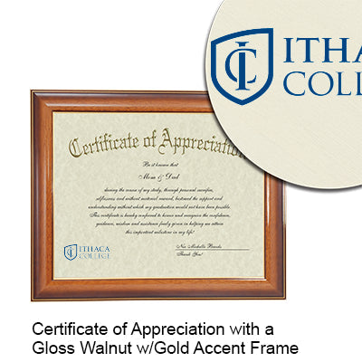 Ithaca College Certificate with Frame
