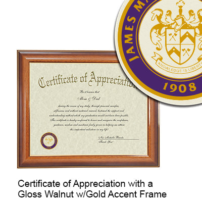 James Madison University Certificate with Frame
