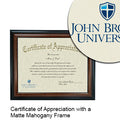 John Brown University Certificate with Frame