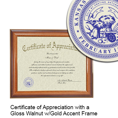 Kansas State University Certificate with Frame