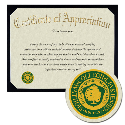 Keuka College Certificate of Appreciation