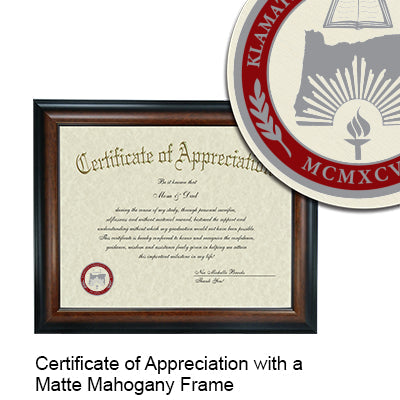 Klamath Community College Certificate with Frame