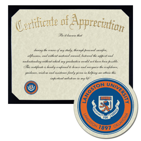Langston University Certificate of Appreciation