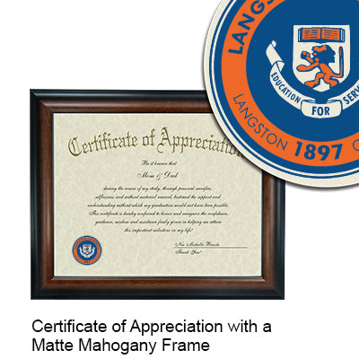 Langston University Certificate with Frame