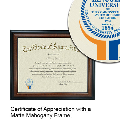 Lincoln University of Pennsylvania Certificate with Frame