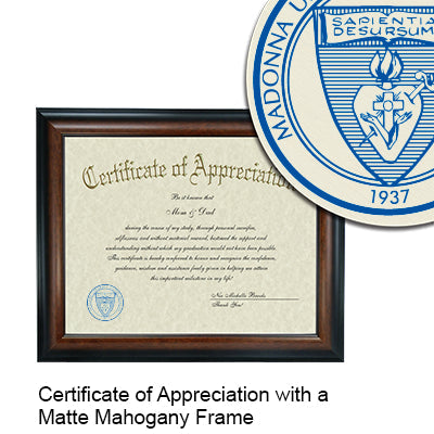 Madonna University Certificate with Frame
