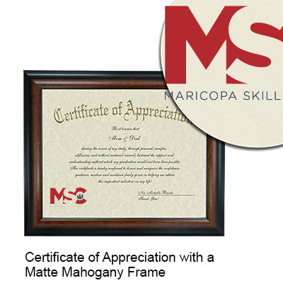 Maricopa Skill Center Certificate with Frame