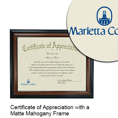 Marietta College Certificate with Frame