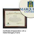 Marquette University Certificate with Frame