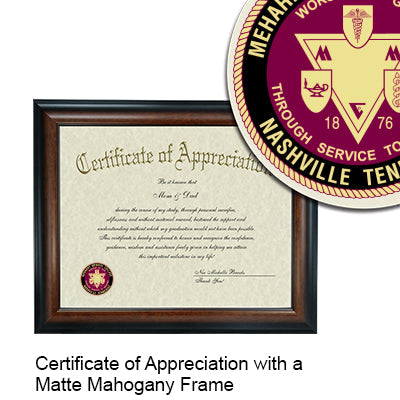 Meharry Medical College Certificate with Frame