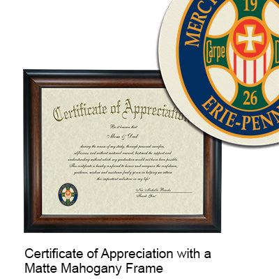 Mercyhurst College Certificate with Frame