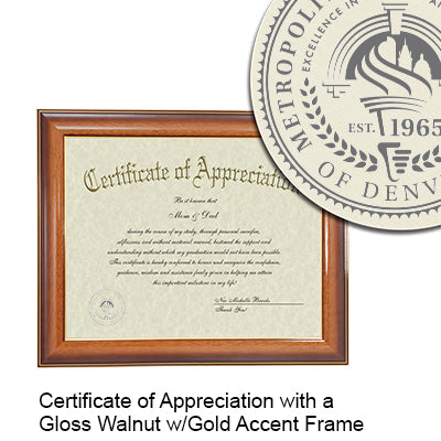 Metropolitan State University of Denver Certificate with Frame