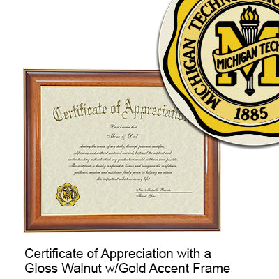 Michigan Technological University Certificate with Frame