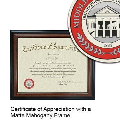 Middle Georgia College Certificate with Frame
