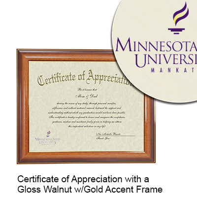 Minnesota State University, Mankato Certificate with Frame