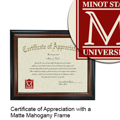 Minot State University Certificate with Frame