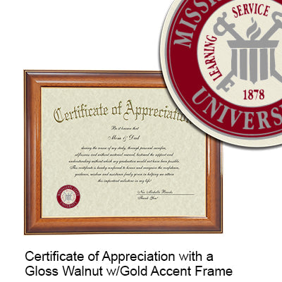 Mississippi State University Certificate with Frame