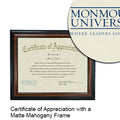 Monmouth University Certificate with Frame