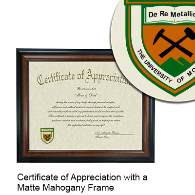 Montana Technological University Certificate with Frame