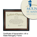 Mount St. Mary's University Certificate with Frame