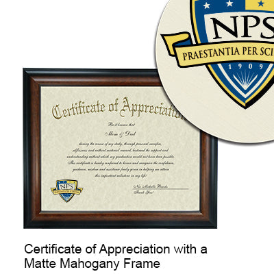 Naval Postgraduate School Certificate with Frame