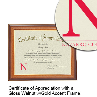 Navarro College Certificate with Frame
