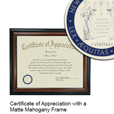 New York Law School Certificate with Frame