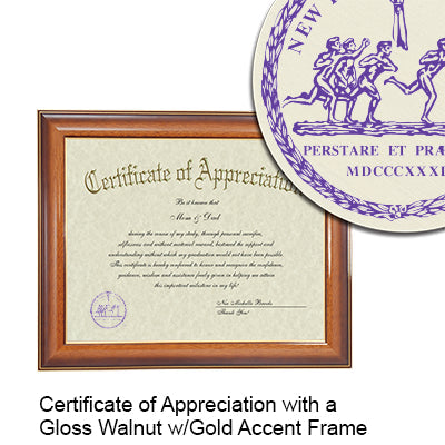 New York University Certificate with Frame