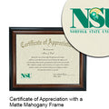 Norfolk State University Certificate with Frame