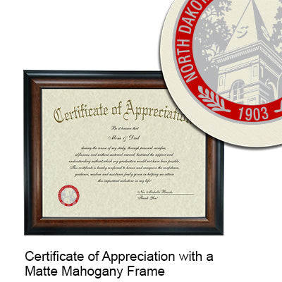 North Dakota State College of Science Certificate with Frame