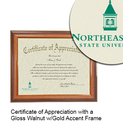 Northeastern State University Certificate with Frame