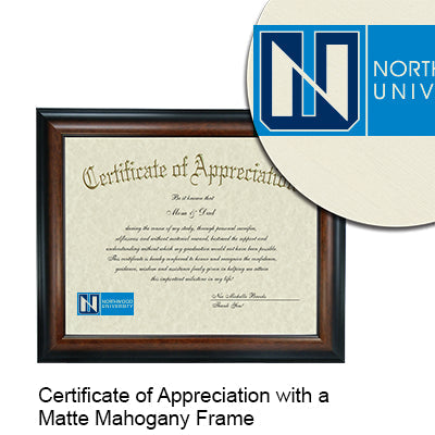 Northwood University Certificate with Frame