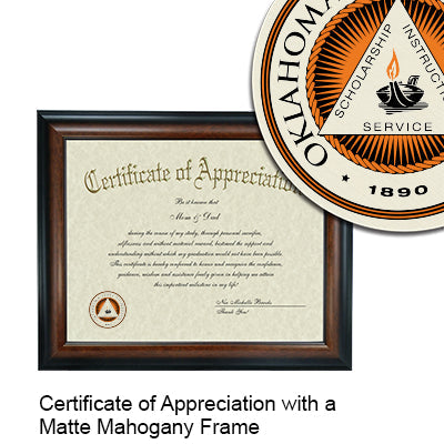 Oklahoma State University Certificate with Frame