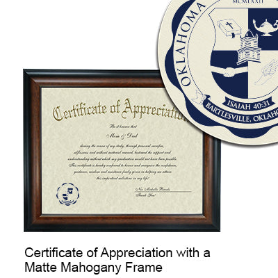 Oklahoma Wesleyan University Certificate with Frame