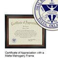 Oral Roberts University Certificate with Frame