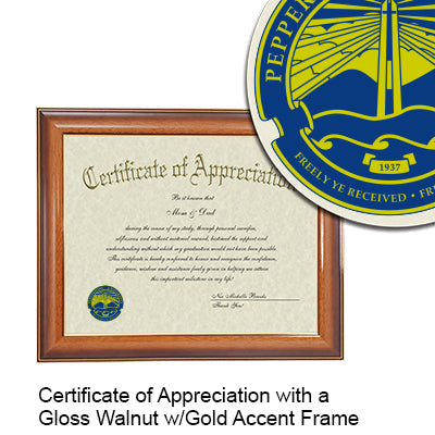Pepperdine University Certificate with Frame