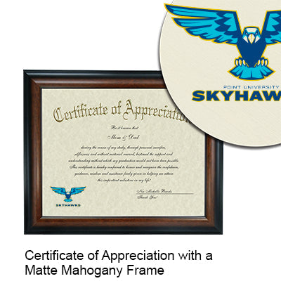Point University Certificate with Frame