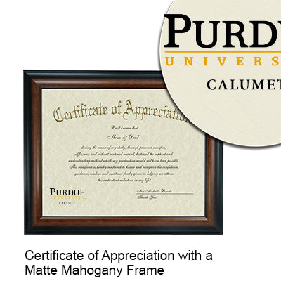 Purdue University Calumet Certificate with Frame