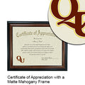 Quincy University Certificate with Frame