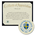 Roanoke College Certificate of Appreciation