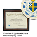 Roanoke College Certificate with Frame