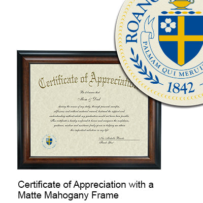 Roanoke College Certificate with Frame