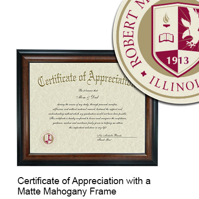 Robert Morris University, Illinois Certificate with Frame