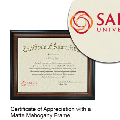 Salus University Certificate with Frame