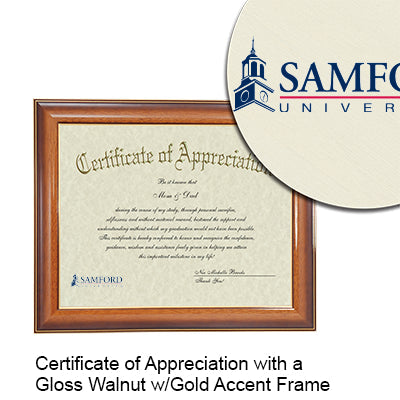 Samford University Certificate with Frame